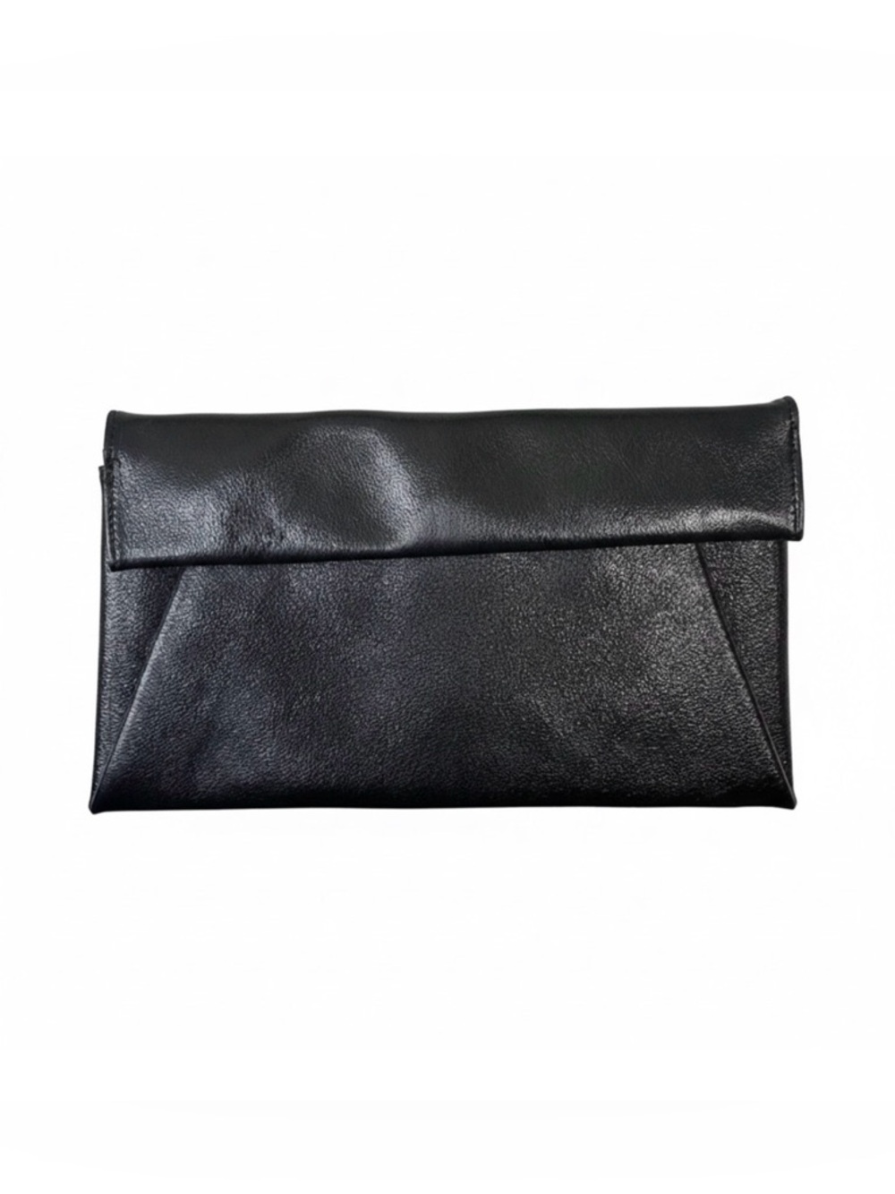 Aqua Metallic Foldover Clutch in Black. NWOT